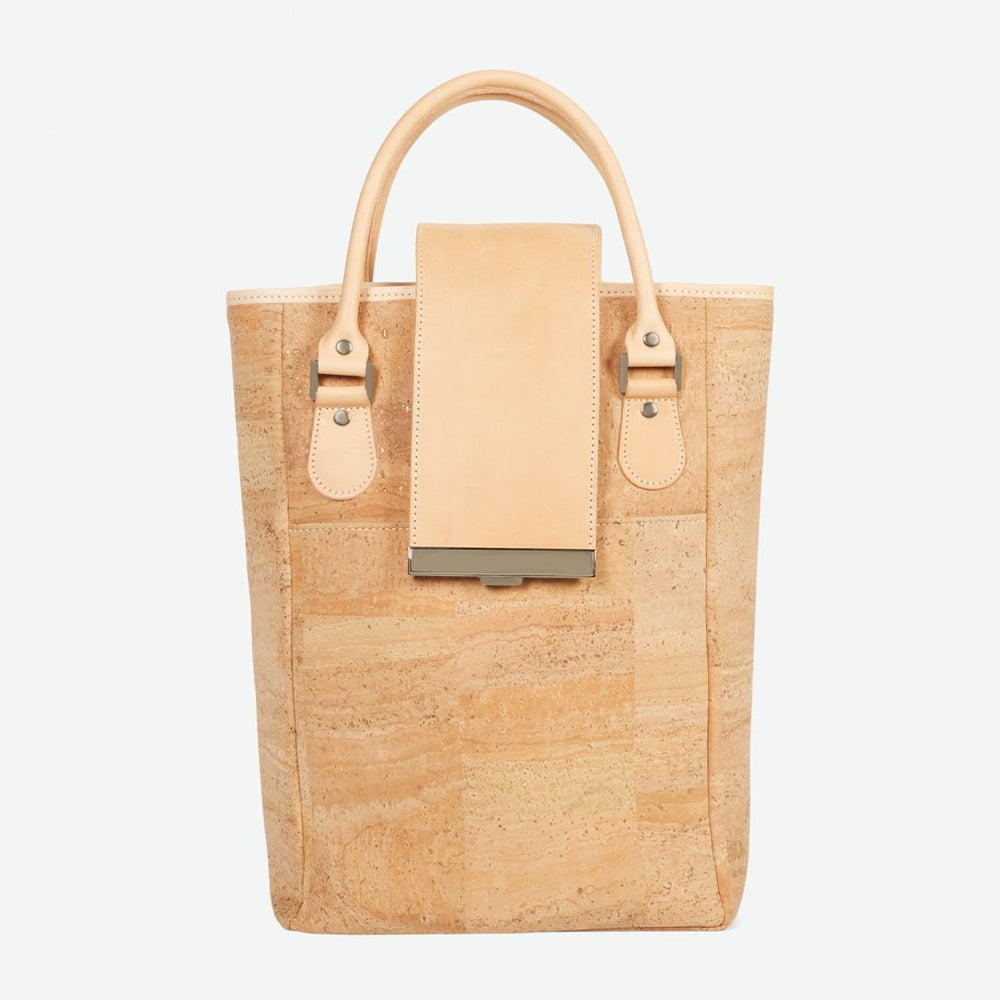 Cork Bag With White and Beige Pattern - Online Cork